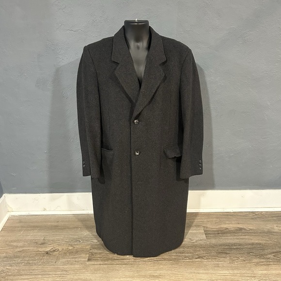 Vintage Overcoat Great Britain Wool Cashmere Mens Gray Size 402R